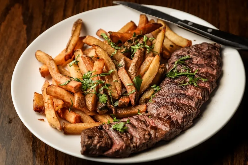 Plated steak dish